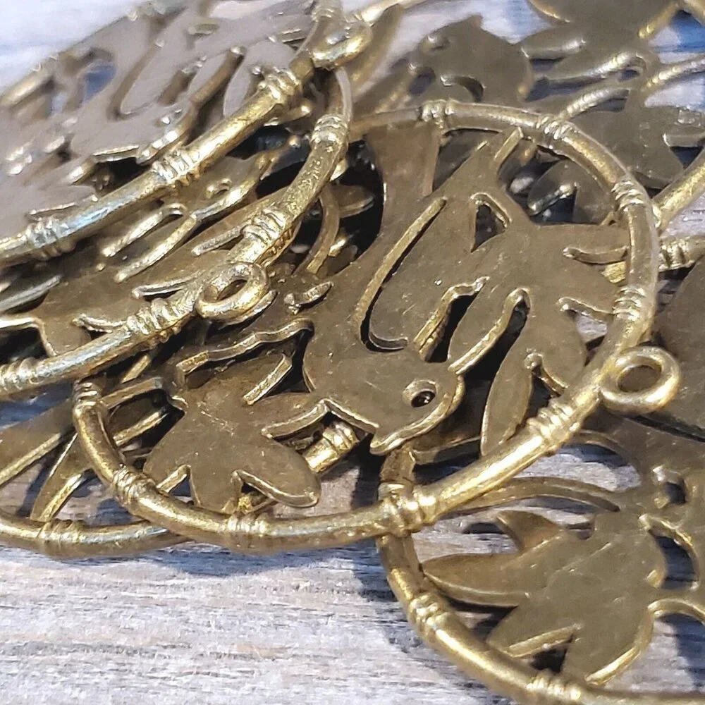 Lot Antiqued Bronze Pewter Dove of Peace Bird Olive Branch Pendants 2 pcs